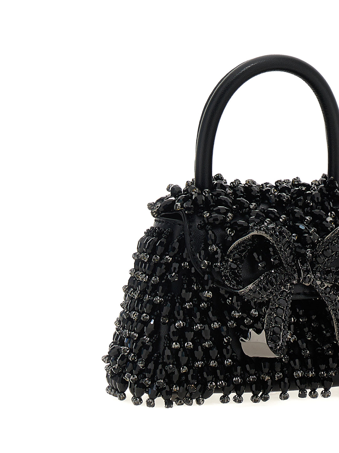 Black Embellished Micro Bow Hand Bags Black