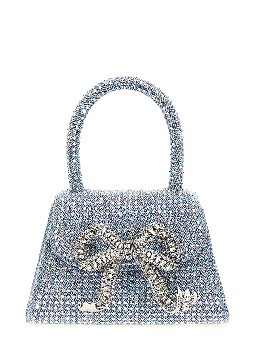 Blue Rhinestone Denim Micro Hand Bags Light Blue