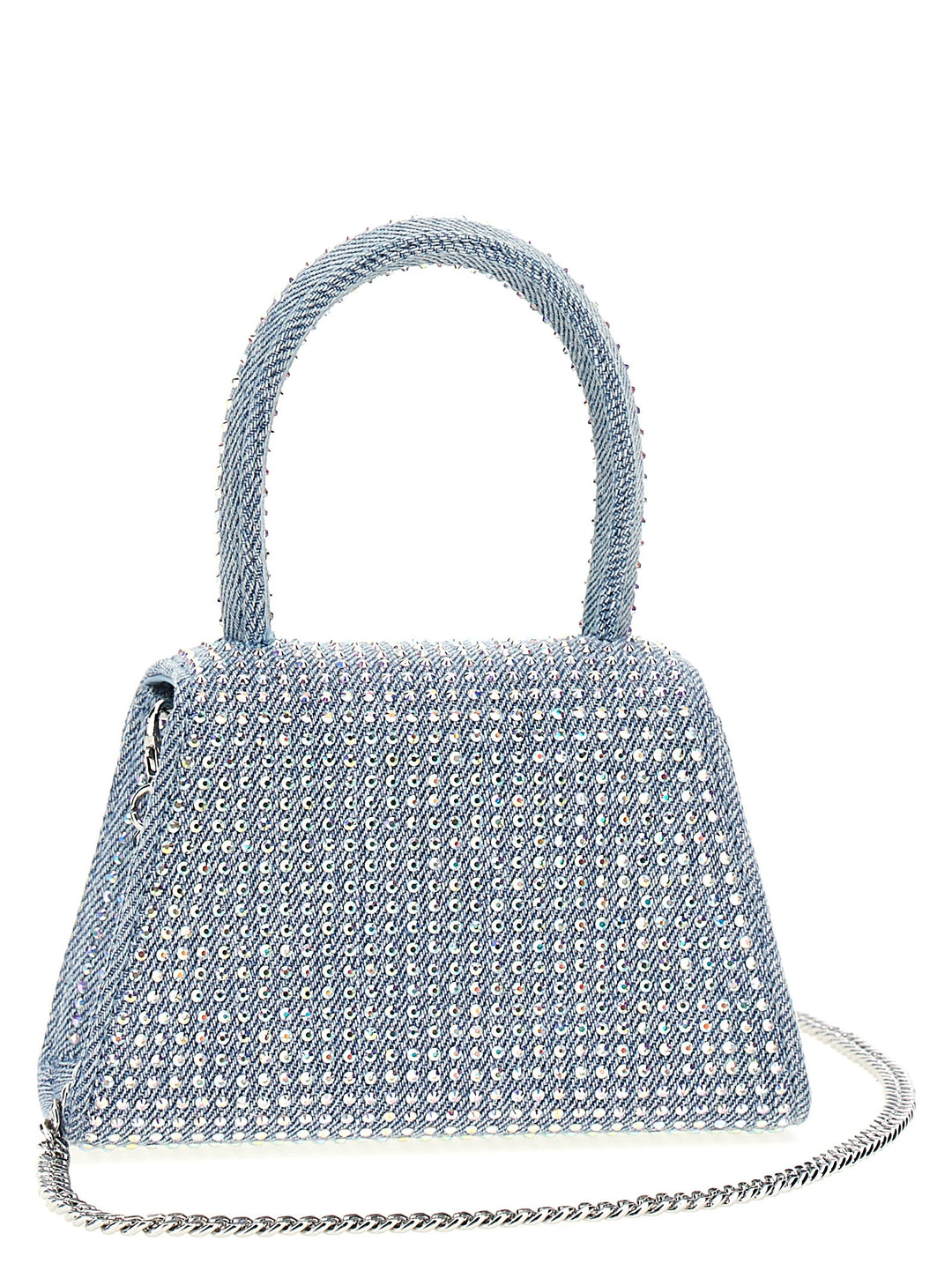 Blue Rhinestone Denim Micro Hand Bags Light Blue