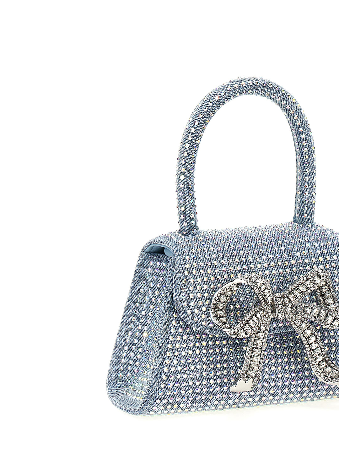 Blue Rhinestone Denim Micro Hand Bags Light Blue