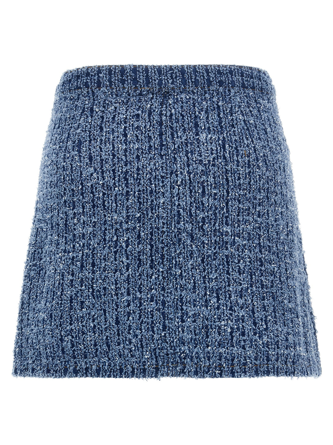 Textured Denim Mini Skirts Blue