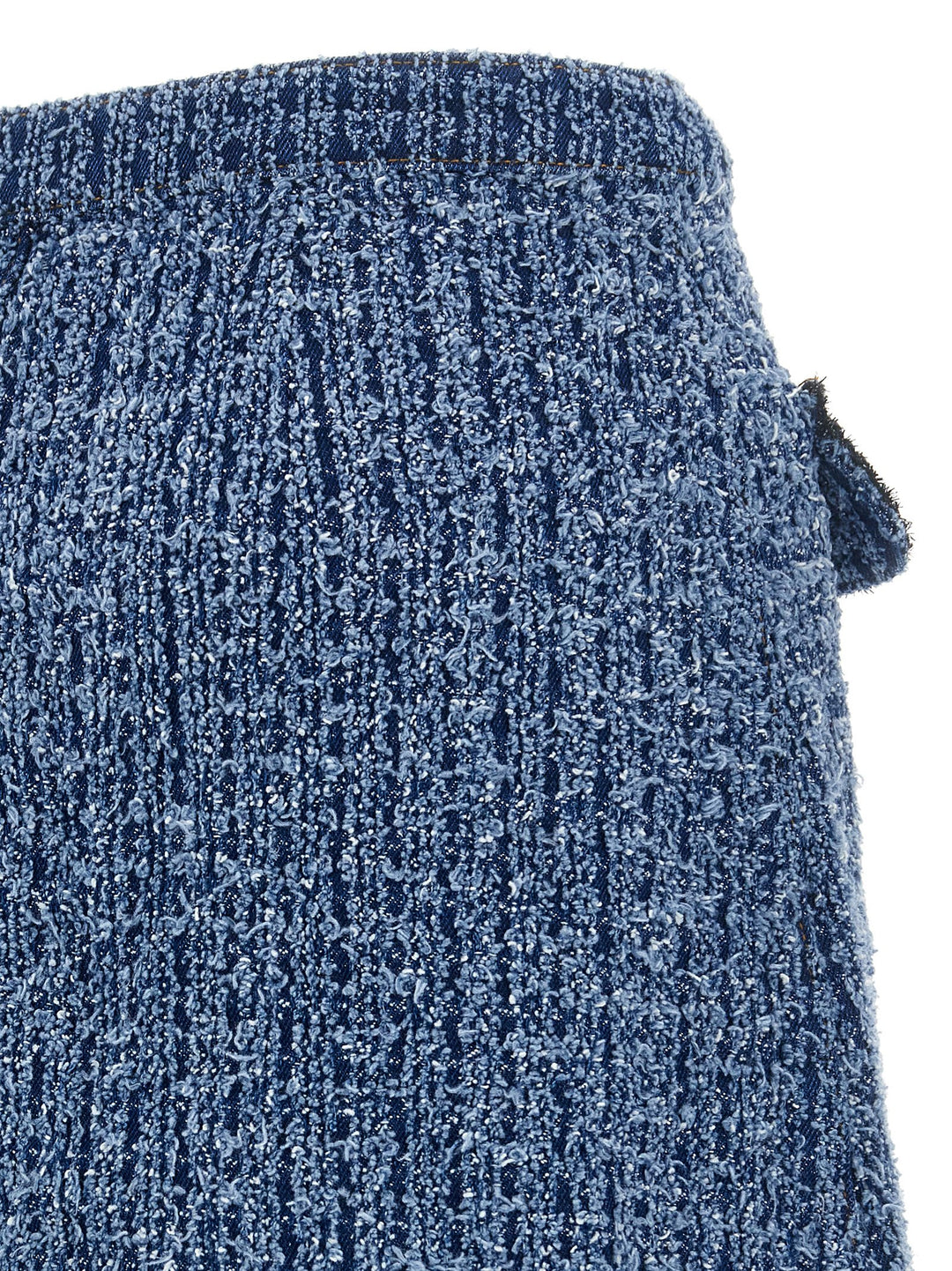 Textured Denim Mini Skirts Blue