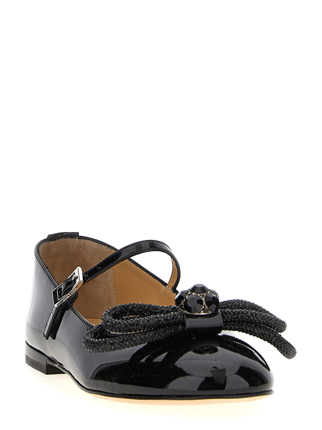 Double Bow Flat Shoes Black