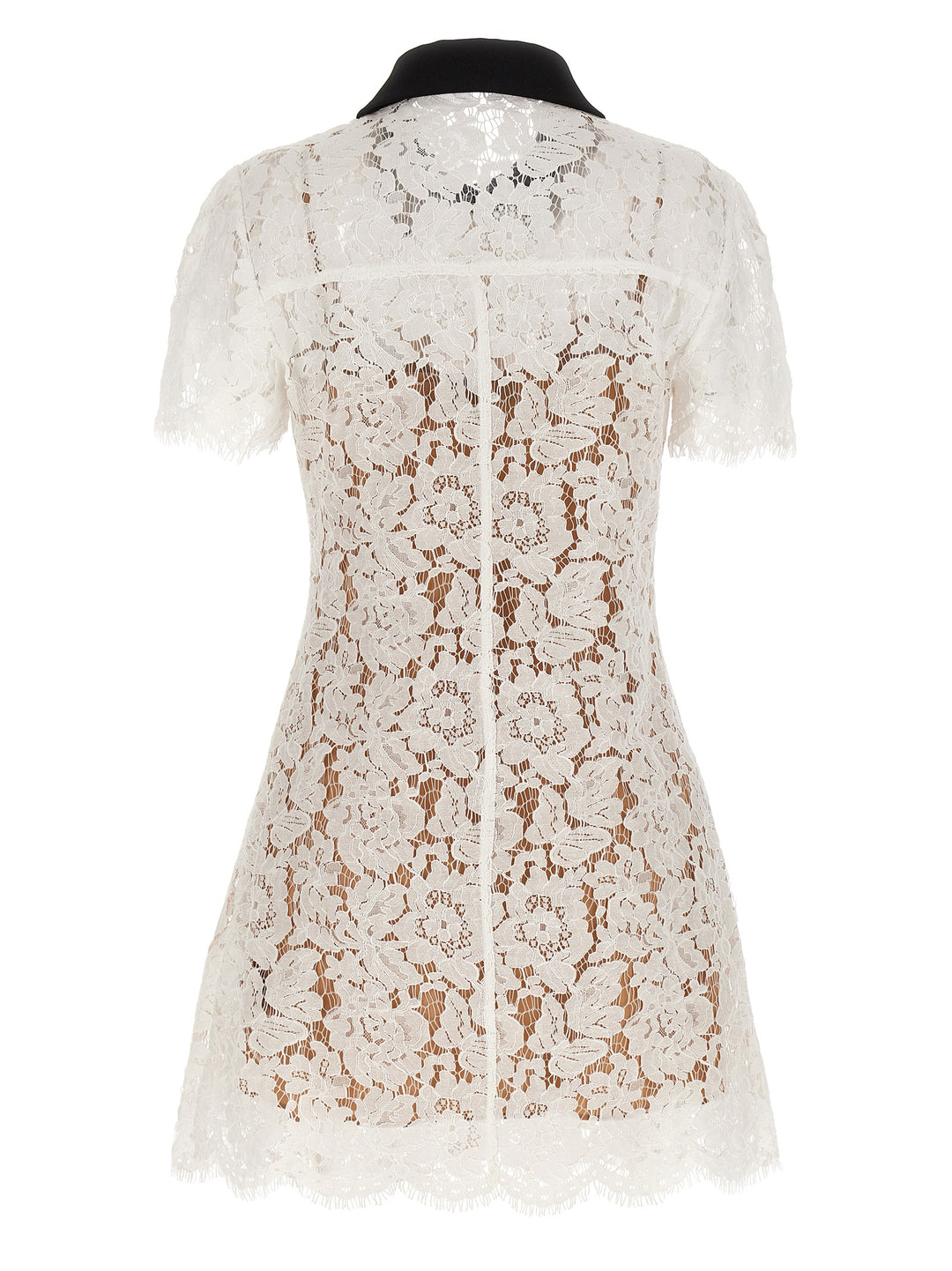 Self Portrait White Lace Contrast Collar Mini Dresses - White | 654f71631cf72778ec2616675cde49f5864b4623