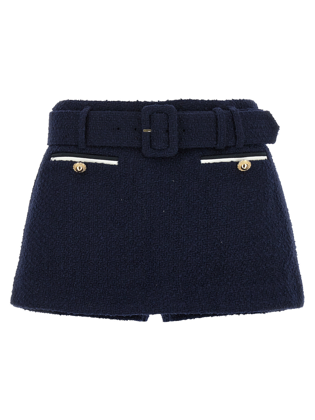 Self Portrait Bouclé Wool Skort Bermuda and Short - Blue | 27faca19a6d24a9bb11e5a2ca988ca50f0415bbe