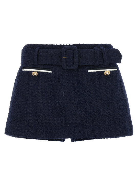 Bouclé Wool Skort Bermuda And Short Blue