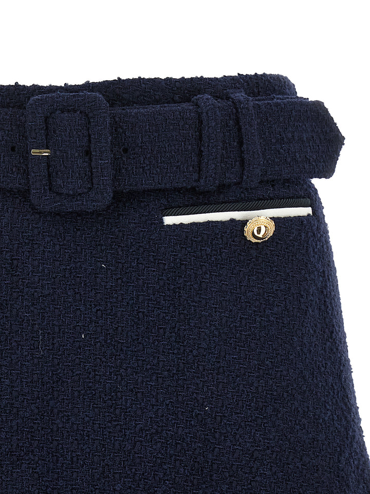 Self Portrait Bouclé Wool Skort Bermuda and Short - Blue | a9a10e935d20fcaf6df59cef40699e931d2d87c6