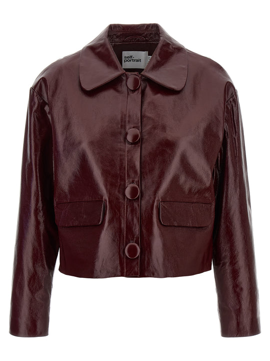 Craqué Leather Jacket Puffer Jackets Bordeaux