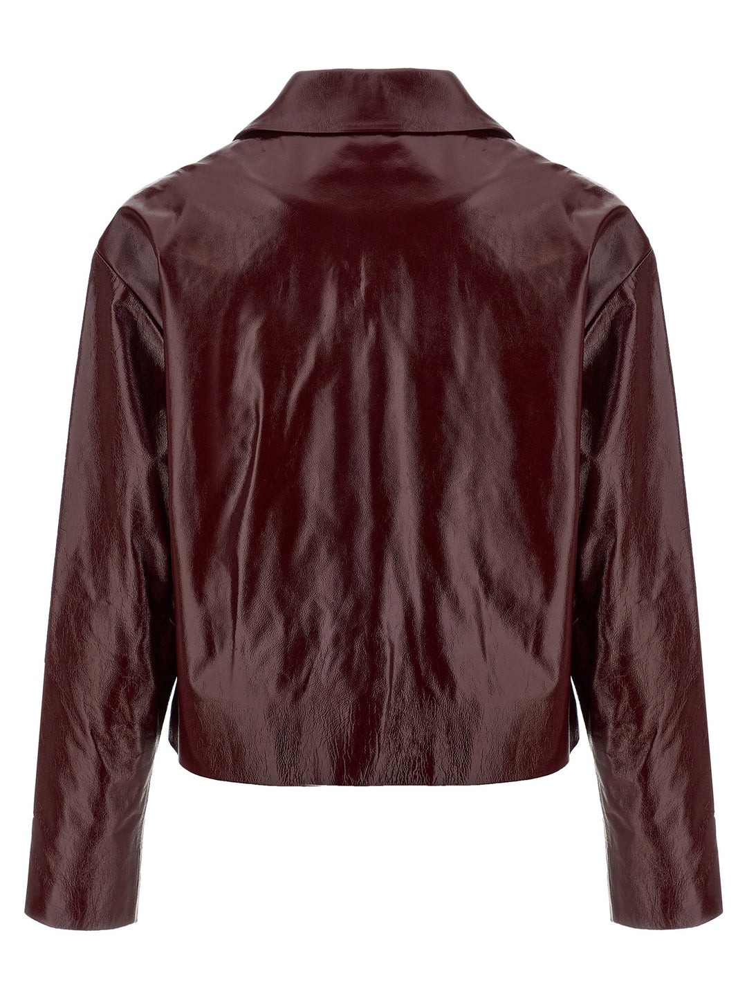 Self Portrait Craqué Leather Jacket Puffer Jackets - Bordeaux | c9d4b5c05df7f8d9562b19475433afd3a2699437