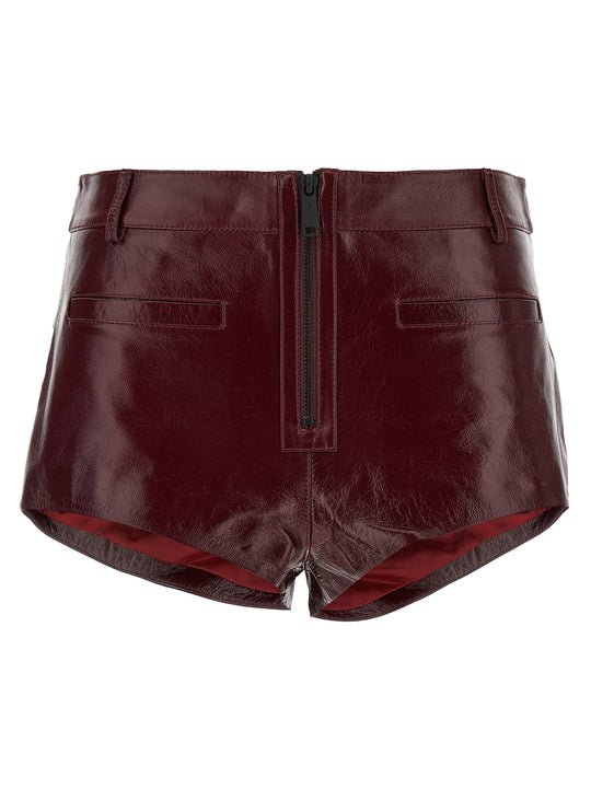 Craqué Leather Shorts Bermuda And Short Bordeaux