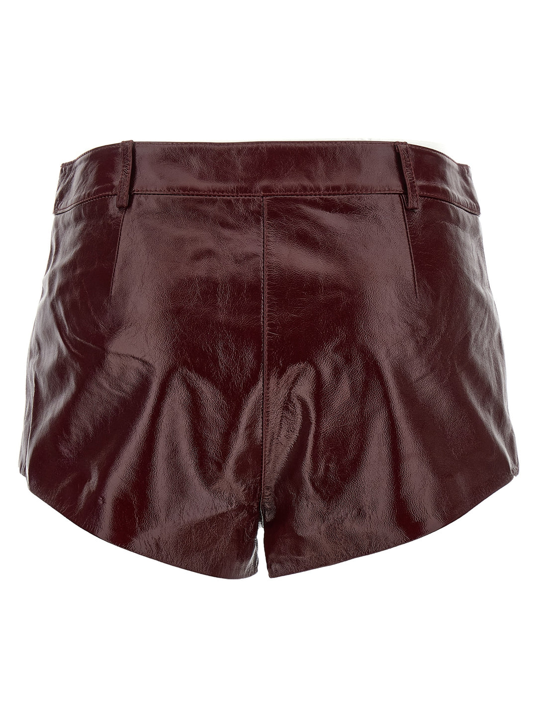Self Portrait Craqué Leather Shorts Bermuda and Short - Bordeaux | 2957b4120da38b081e51083adc1dbc9a60b5dc12