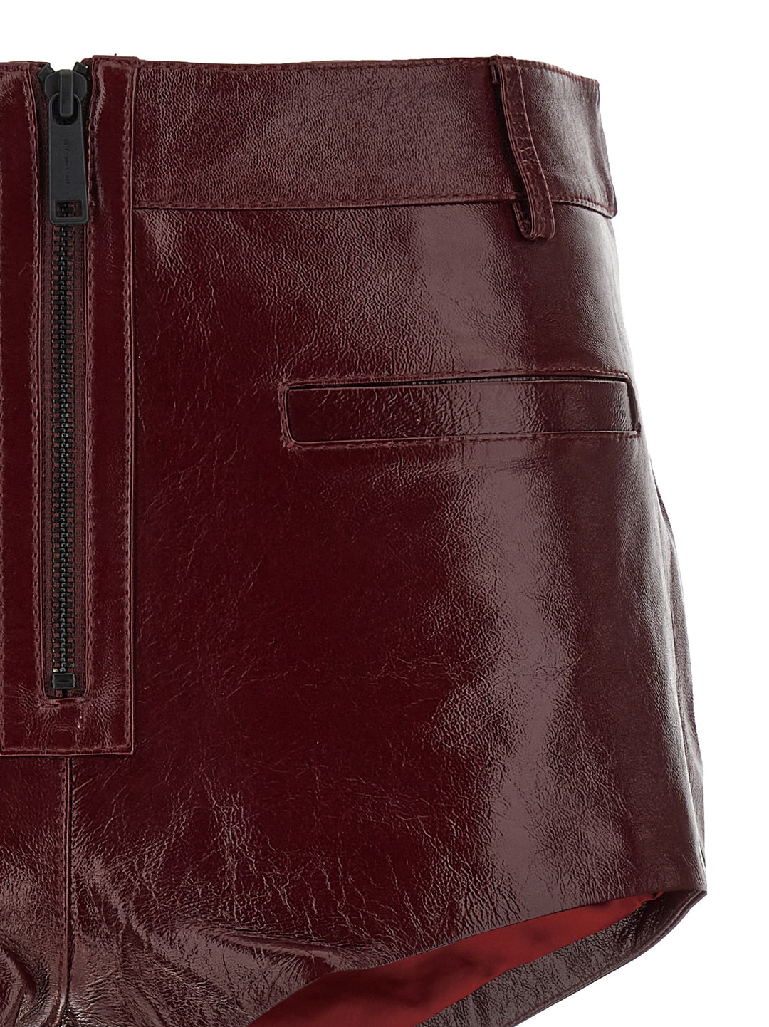 Self Portrait Craqué Leather Shorts Bermuda and Short - Bordeaux | e38e6445fe098a82c6871470211b4281bfe99228