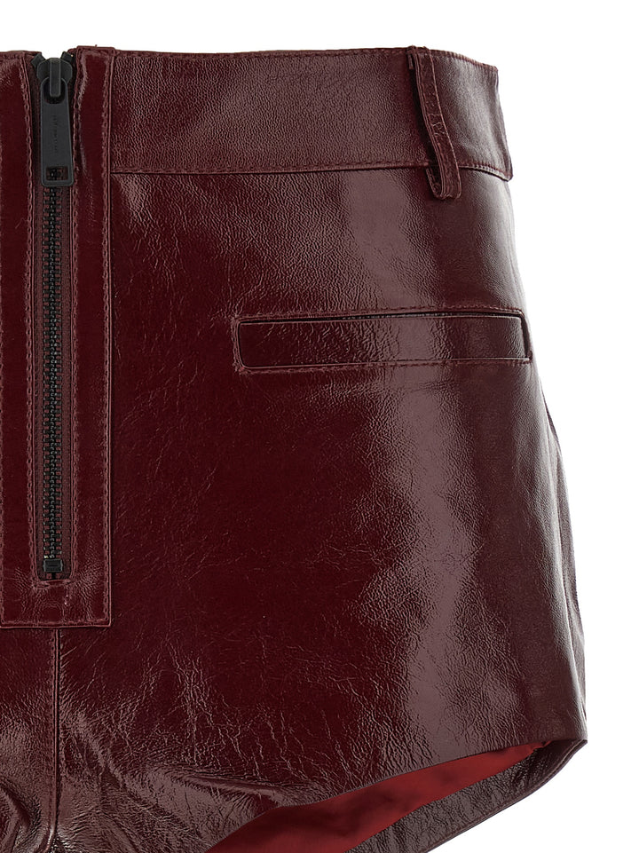 Self Portrait Craqué Leather Shorts Bermuda and Short - Bordeaux | e38e6445fe098a82c6871470211b4281bfe99228