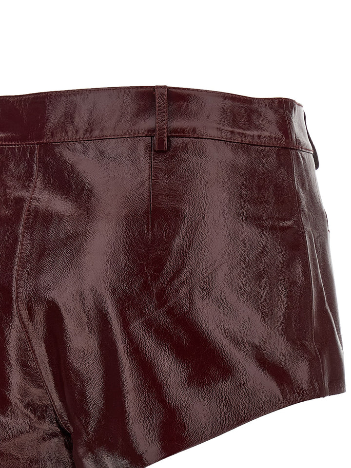 Self Portrait Craqué Leather Shorts Bermuda and Short - Bordeaux | ea3b572193808743bde68304d8ca64a9bc8299e7