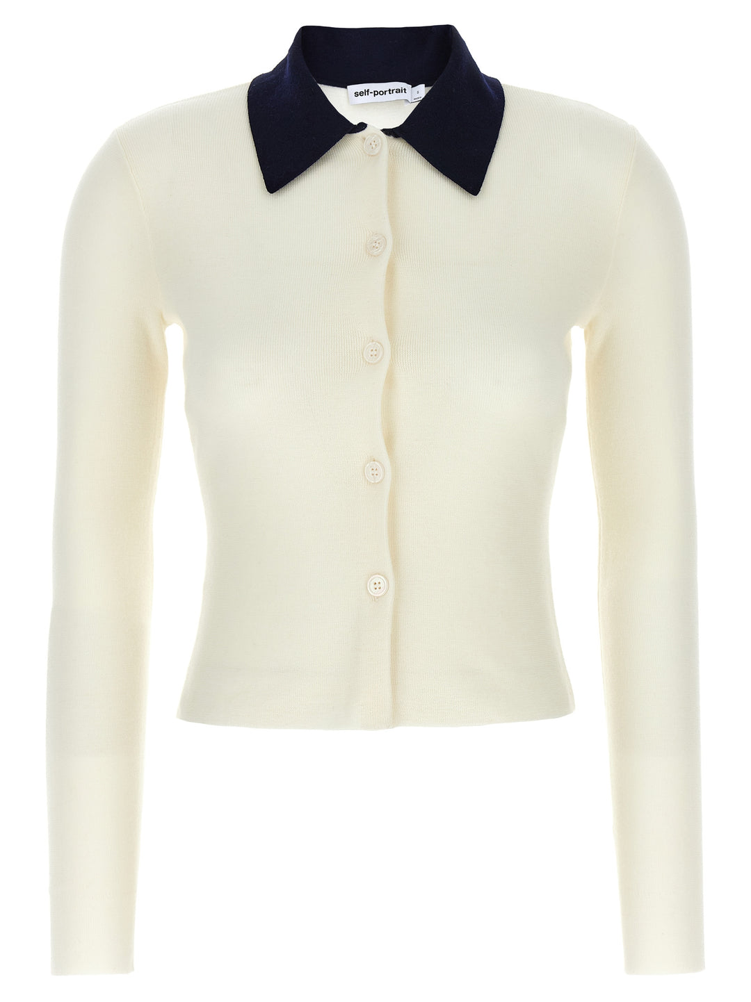 Self Portrait Cream Merino Wool Sweaters and Cardigans - White | 076aed50b5f3fce44d58ee7db14a501ccef1865b