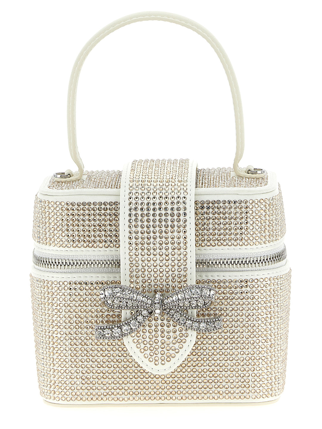 Self Portrait Satin Rhinestone Vanity Case Hand Bags - White | 38e53f96ebe3ce4a9c751eca32806bf43dbc40f1