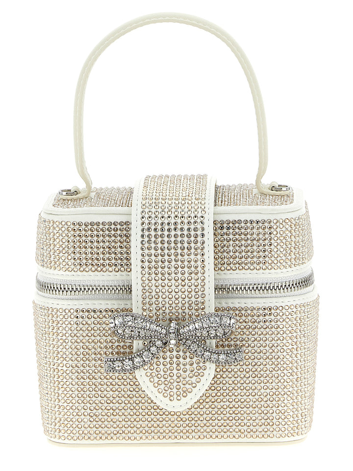 Self Portrait Satin Rhinestone Vanity Case Hand Bags - White | 38e53f96ebe3ce4a9c751eca32806bf43dbc40f1