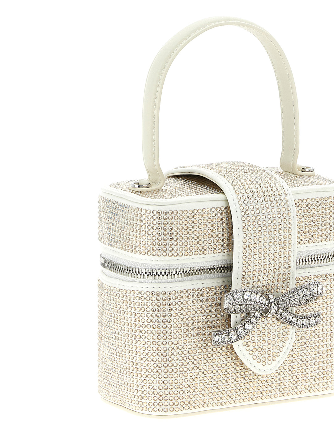 Self Portrait Satin Rhinestone Vanity Case Hand Bags - White | 7e123af78f4f26d060b68c38b5038520234110d0