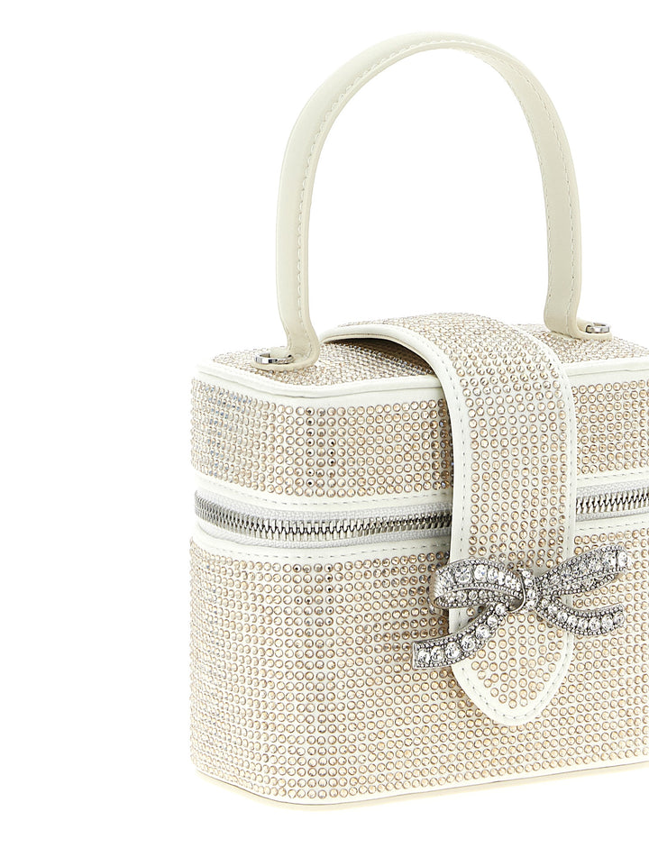 Self Portrait Satin Rhinestone Vanity Case Hand Bags - White | 7e123af78f4f26d060b68c38b5038520234110d0