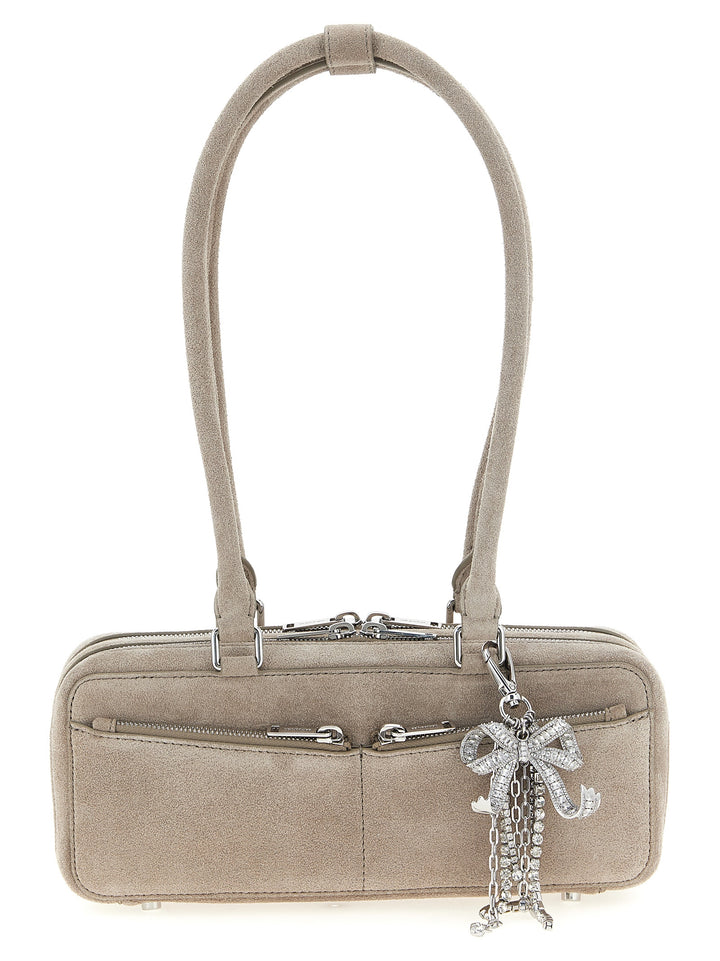 Self Portrait Tan Suede Baguette With Charm Shoulder Bags - Gray | 5631318798801823bb52a10f3e13933a1785022c
