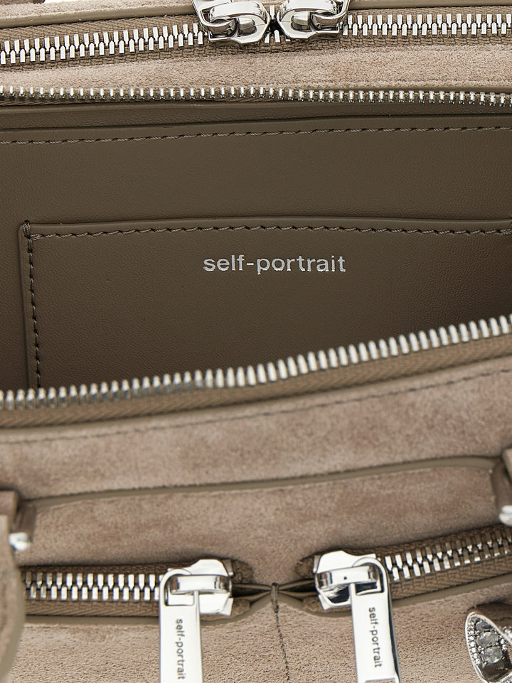 Self Portrait Tan Suede Baguette With Charm Shoulder Bags - Gray | cace6a36c58bcc7cc115d4c455374e349d56880a