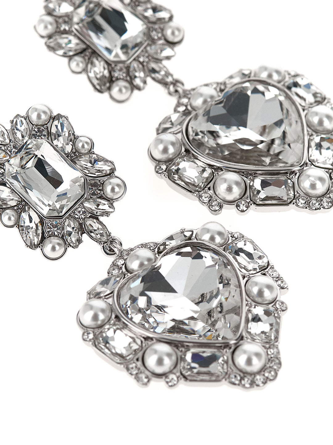 Self Portrait Crystal Pearl Tiered Heart Jewelry - Silver | 0b7664b4cd546dd132194b70ecfaf741212ca66b