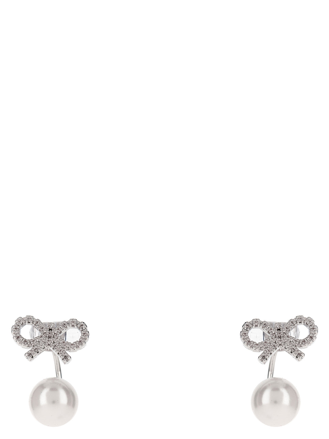 Self Portrait Crystal Bow Pearl Jacket Jewelry - Silver | cb89d2d914cbd9e1bd5436bd5a64a98e806d1c19