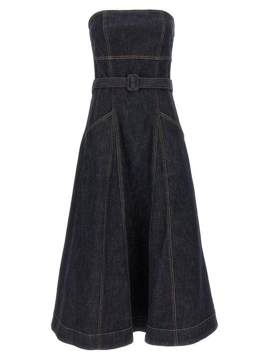 Indigo Denim Bandeau Midi Dress Dresses Blue