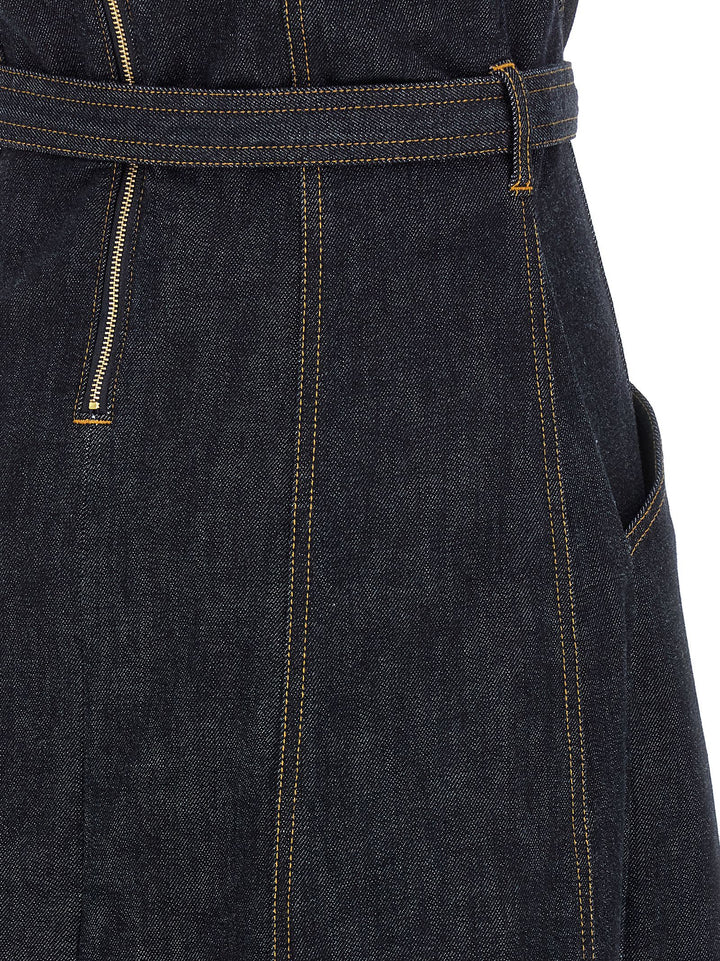 Self Portrait Indigo Denim Bandeau Midi Dress Dresses - Blue | d4d924f9b8da88087a9e18788dd330f14ceaaccd