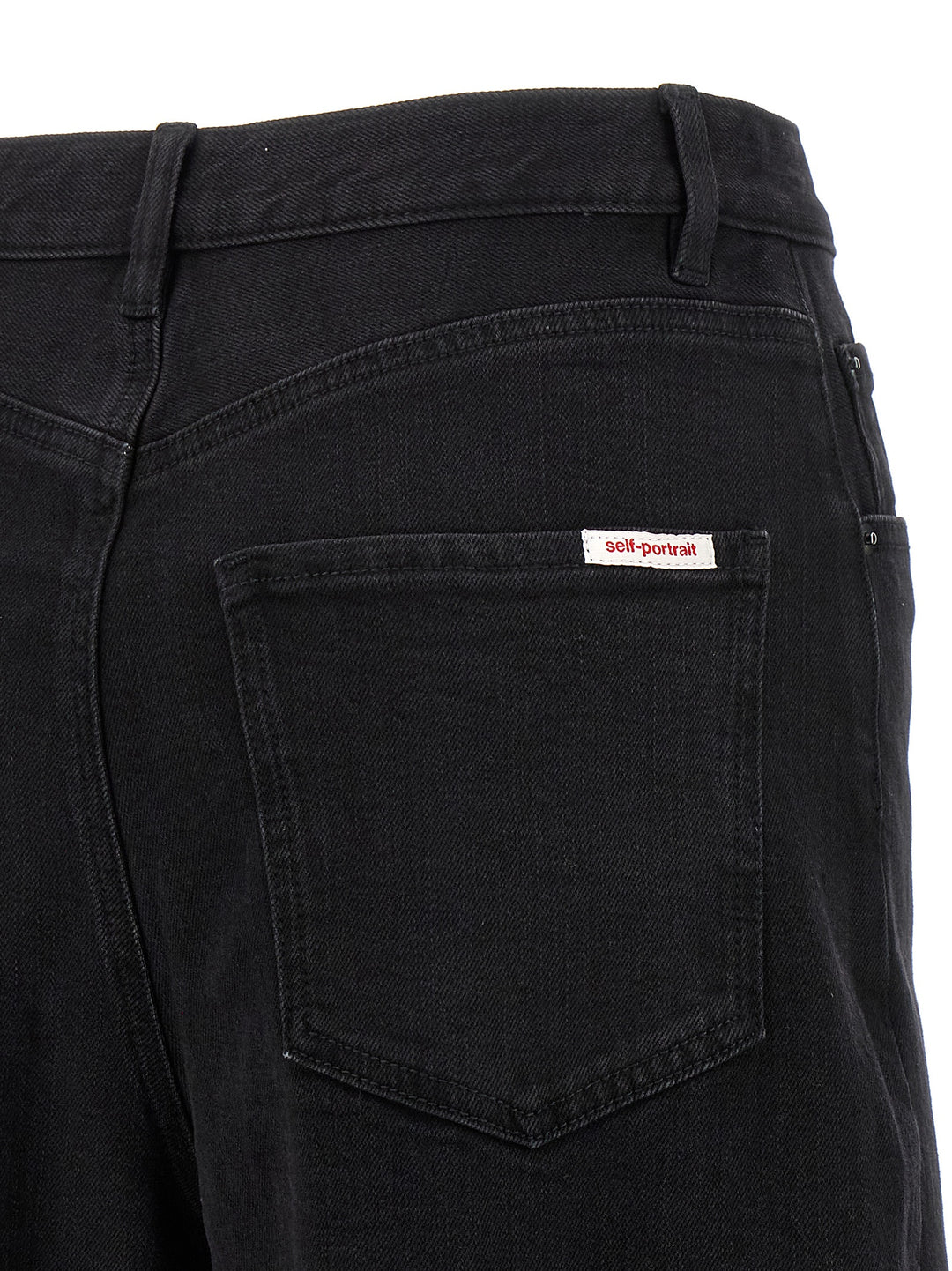 Self Portrait Black Barrel Leg Jeans - Black | 4384adadc58b1aed2a1dd48c30f4358ebd7f7580