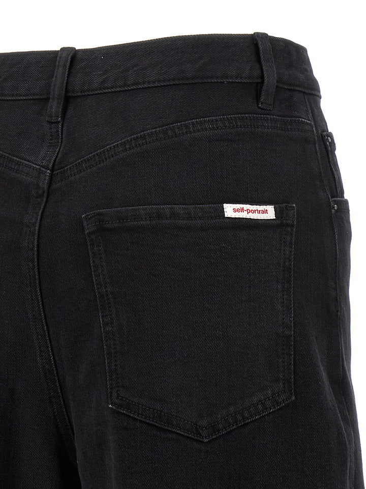Self Portrait Black Barrel Leg Jeans - Black | 4384adadc58b1aed2a1dd48c30f4358ebd7f7580