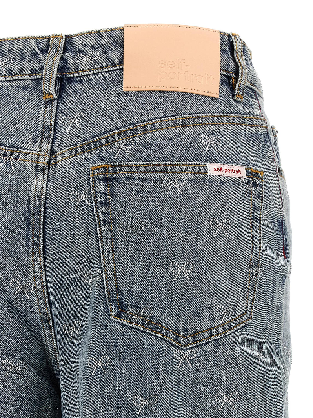 Self Portrait Light Blue Diamante Bow Jeans - Blue | f6bf10715aa8b95996b309ca546708e779a62a80