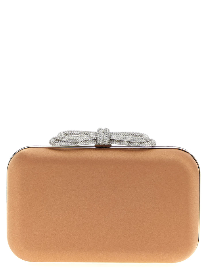 Mach & Mach Double Bow Satin Clutch - Beige | d2aeeadf1291a2909a0988f86a9f6f38f734a4ba