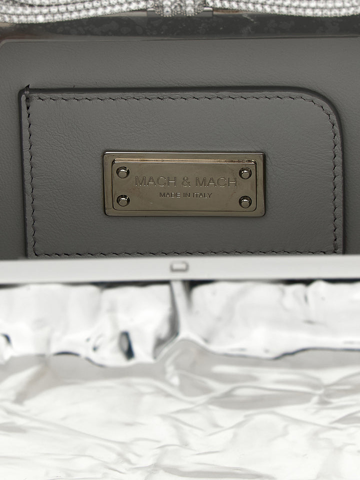 Mach & Mach Double Bow Wrapped Mirror Clutch - Silver | 444bc613f64d0bab0d2ee250a1980dfc56e2f74c