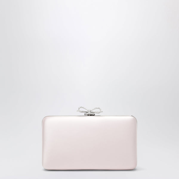 Satin Clutch With Crystal Bow In Pink