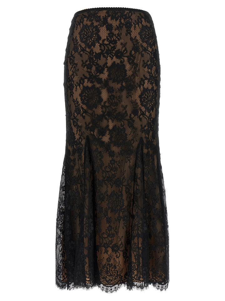 Self Portrait Black Lace Midi Skirts - Black | 05639fe643fffeb0a9138e74f3e27dcba10ab6c4