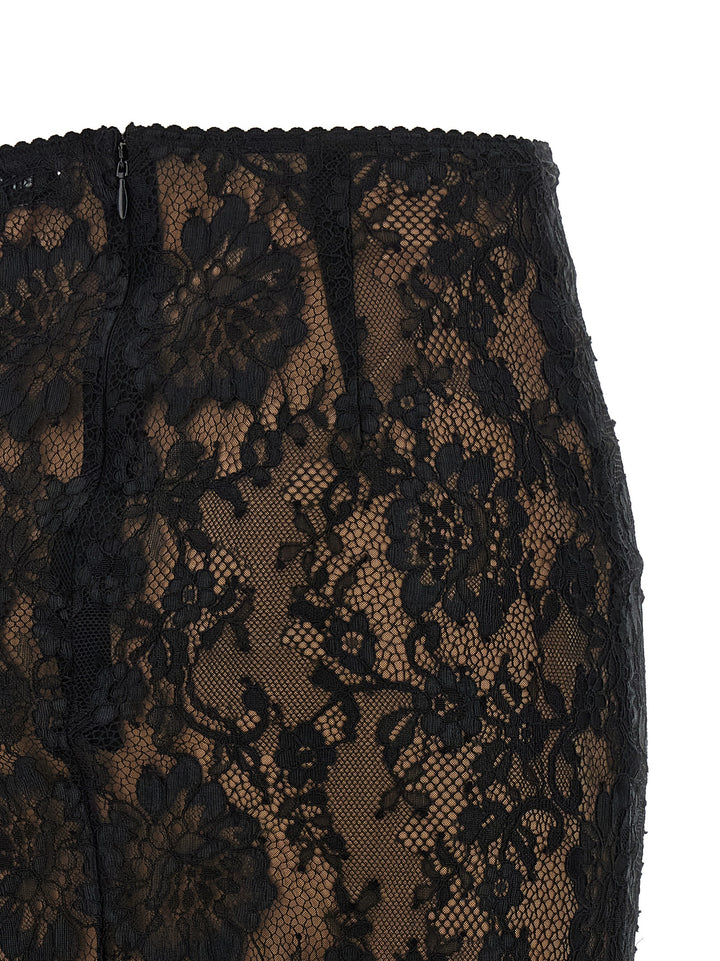 Self Portrait Black Lace Midi Skirts - Black | d960460aa633048ea0636d87c4b31b33374ed26f