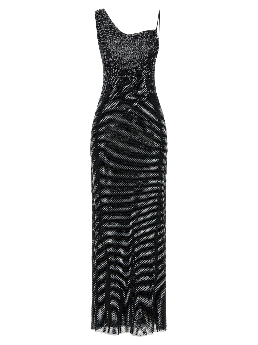 Self Portrait Black Rhinestone Draped Maxi Dresses - Black | e66b297f5d02b8842efa53419f0cf5d76e841141