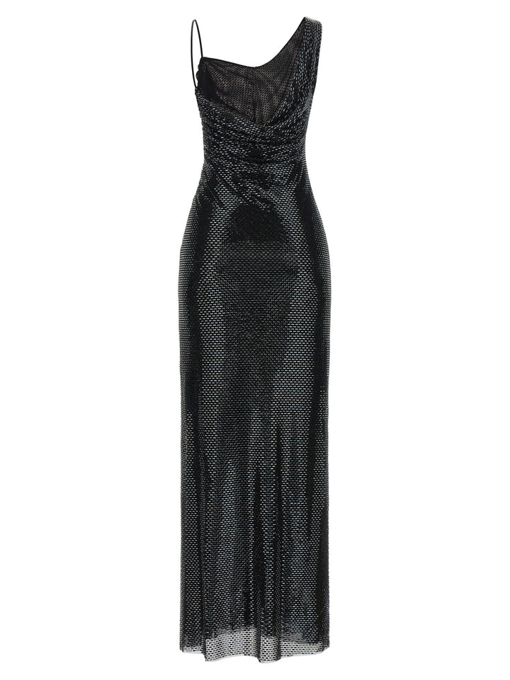 Self Portrait Black Rhinestone Draped Maxi Dresses - Black | f1348a4d617dbcec96bdb722d6c6590dce3028b8