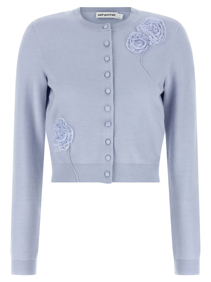 Self Portrait Blue Flower Knit Sweaters and Cardigans - Light Blue | f9dc772af624217f159880f7b5f0b9f9690774f8