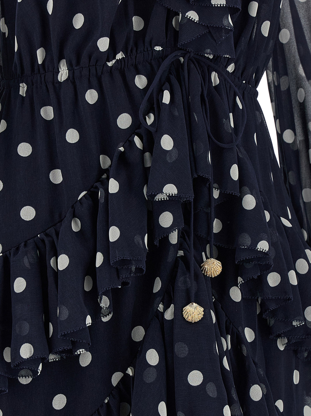Self Portrait Polka Dot Georgette Ruffle Maxi Dresses - Blue | a245a4570e1ea408947be31cd02d7c3c4916e8e4