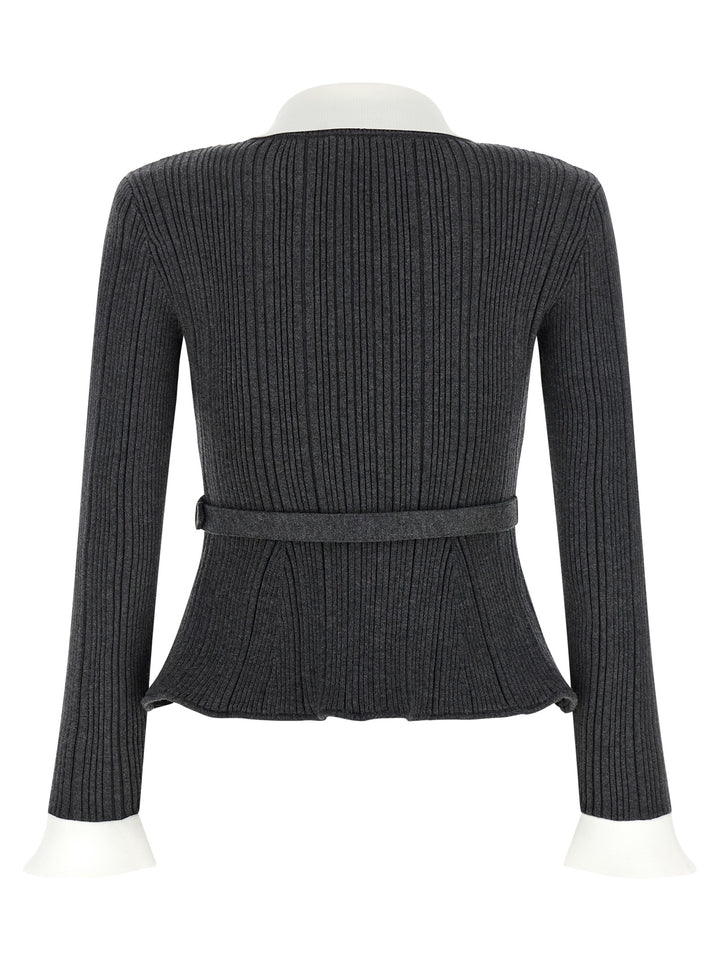 Self Portrait Ribbed Cardigan Sweaters and Cardigans - Gray | f574dbc8d41ddea7e8a1e6479f49aa993e95d2da