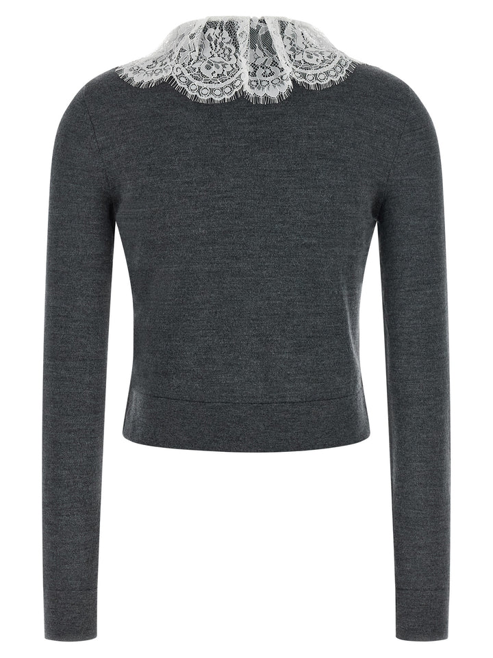 Self Portrait Grey Lace Collar Knit Sweaters and Cardigans - Gray | f2f0852c9e2d9354d54de2c7f4945bc3d74f0a86