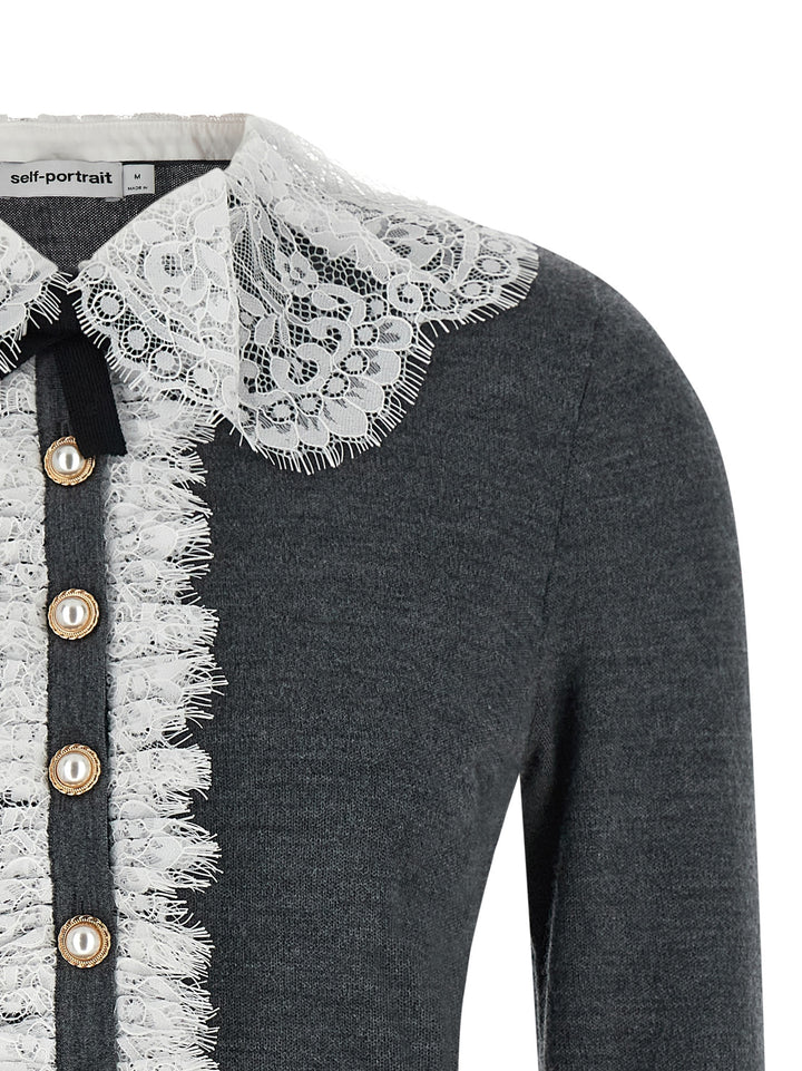Self Portrait Grey Lace Collar Knit Sweaters and Cardigans - Gray | c7b3472bf1dd55367e589bce92406ae19966c2cc