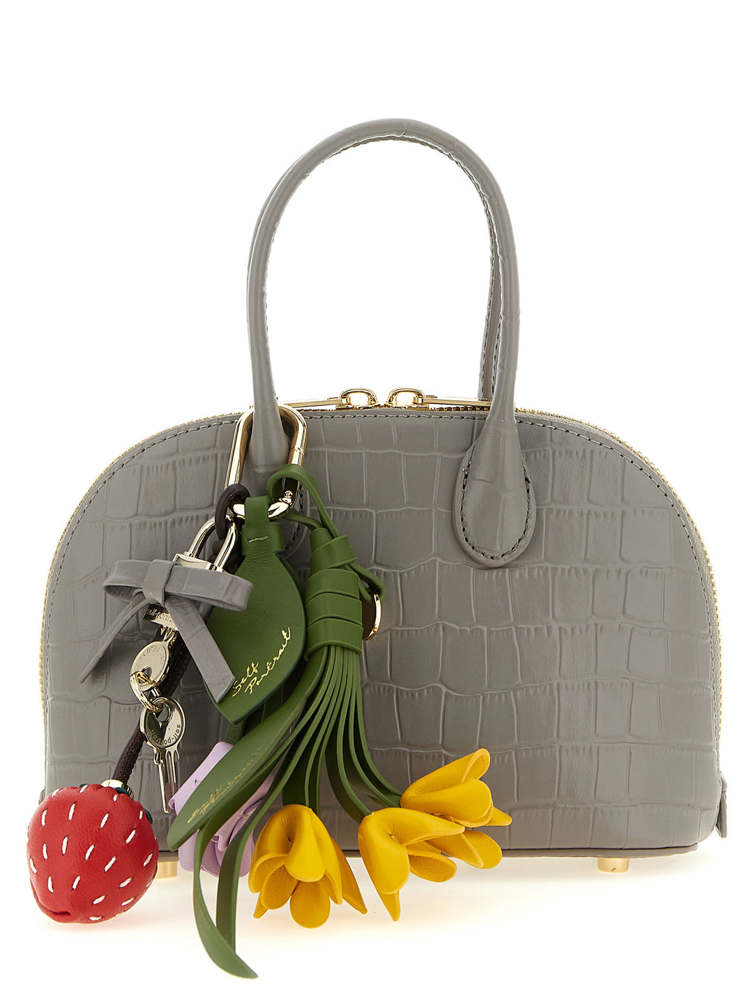 Self Portrait Croc Leather Mini Toast Hand Bags - Gray | 42a0bae3568c70fc0edd7ca717331bb5ed3abae3