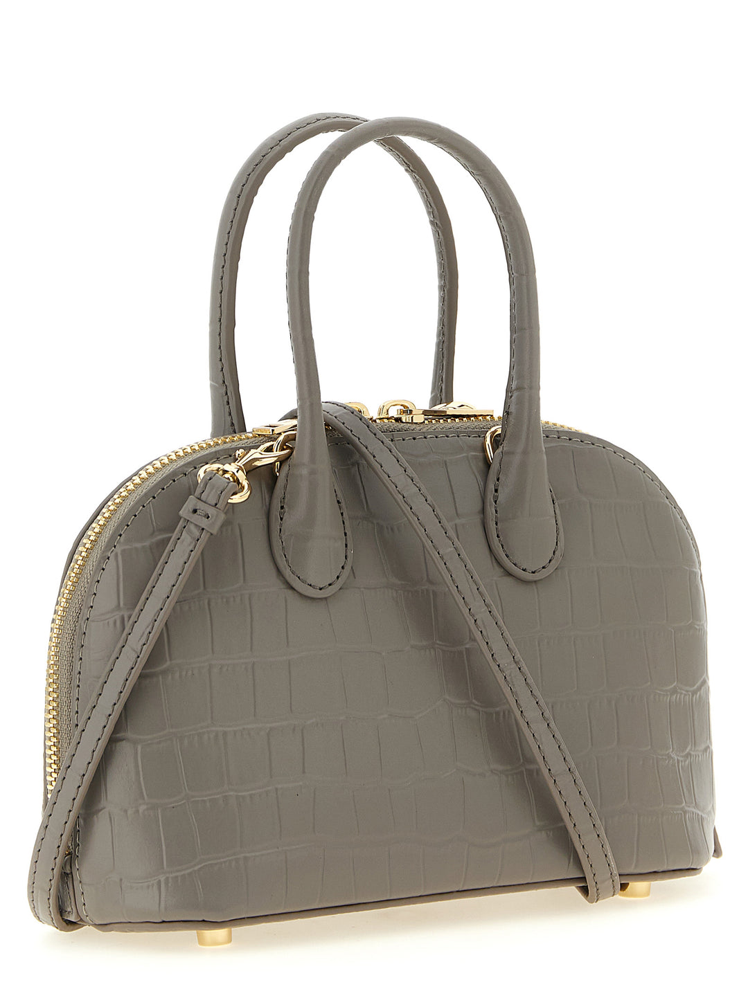 Self Portrait Croc Leather Mini Toast Hand Bags - Gray | d5adc9acd92ce097e70198393775cd267d4fa189
