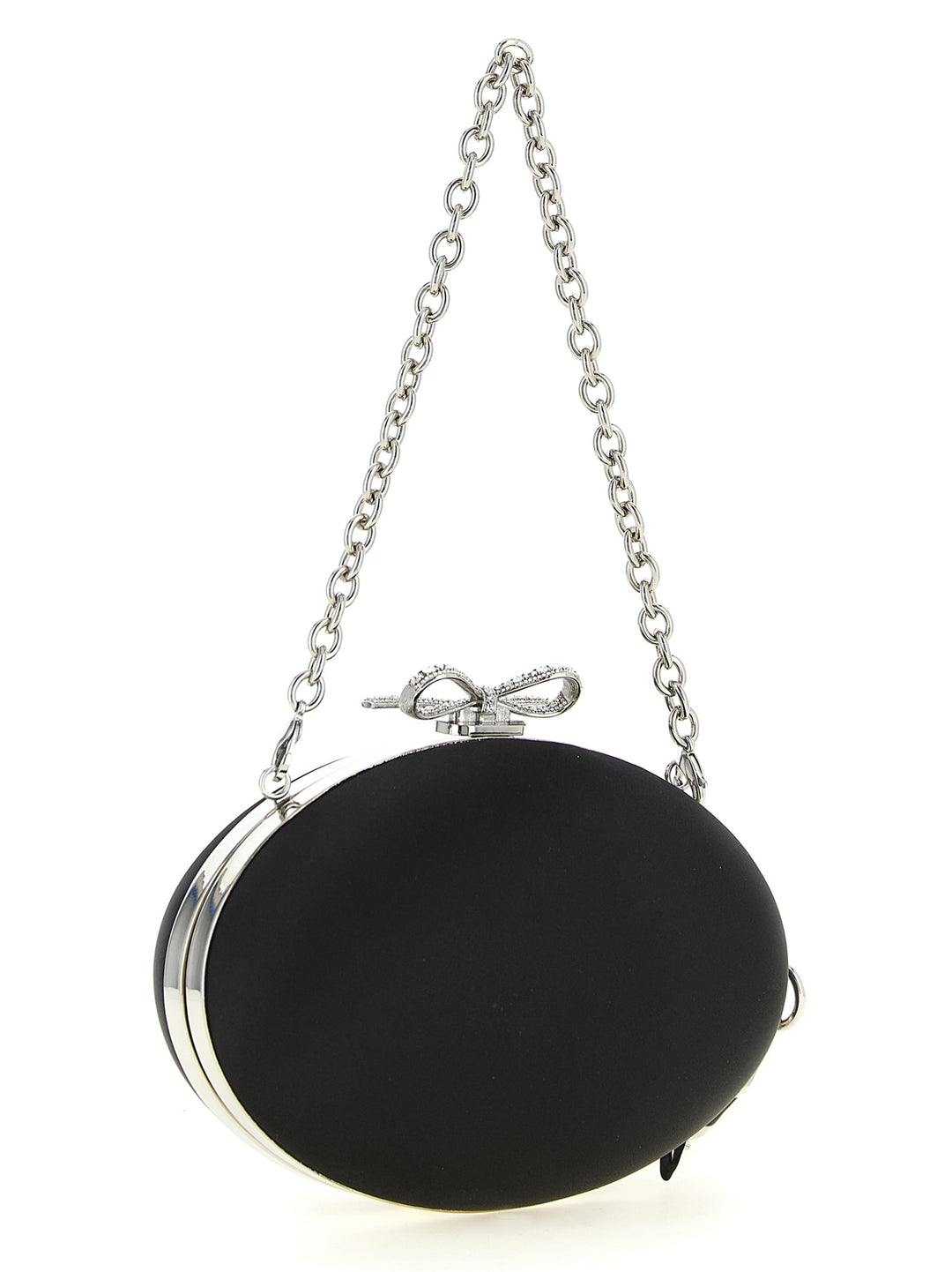 Self Portrait Satin Oval Clutch - Black | 4671d4bdc48296416bf1af66eaa0ed17bf27b5c4