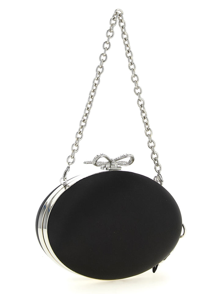 Self Portrait Satin Oval Clutch - Black | 4671d4bdc48296416bf1af66eaa0ed17bf27b5c4