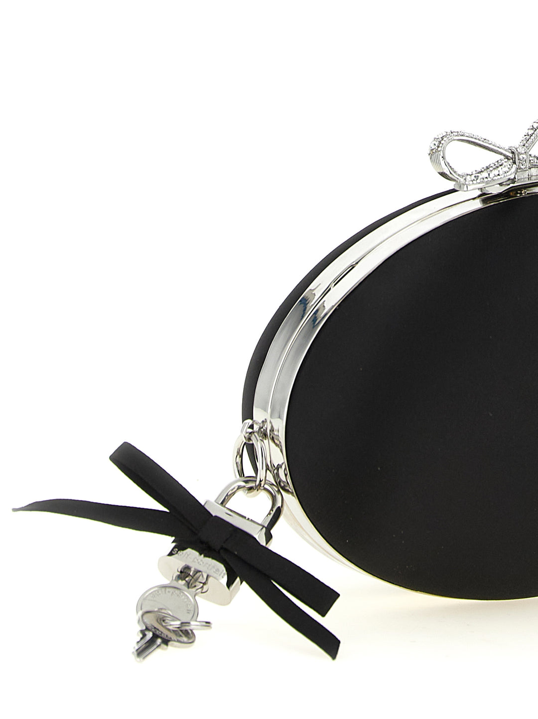 Self Portrait Satin Oval Clutch - Black | 63f81abeed3a161e58ef015805be4f3be1d07e34