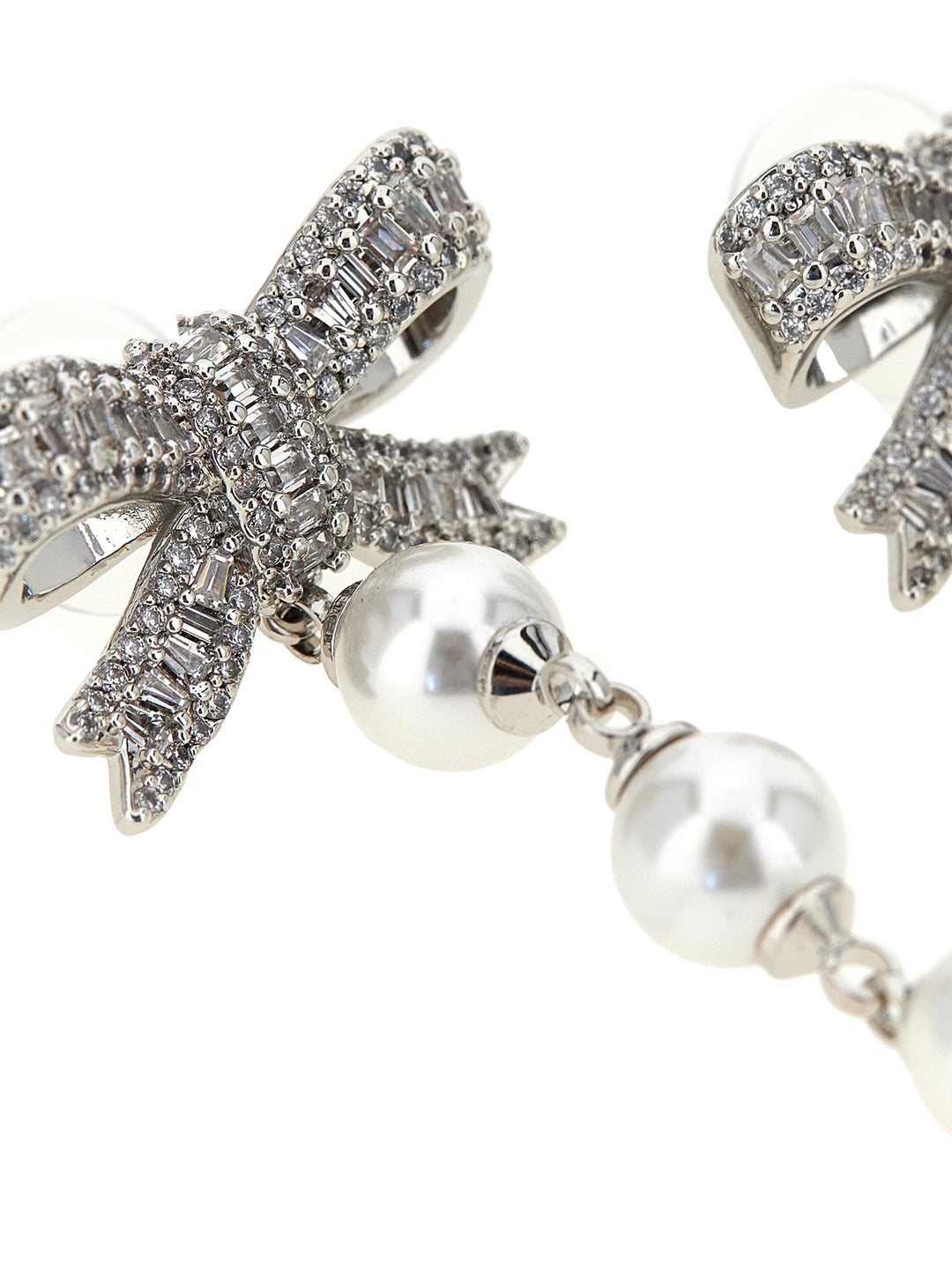 Self Portrait Crystal Bow Pearl Droplet Jewelry - Silver | 797647efd1ac60fc4ecd452ee556785a4567299c